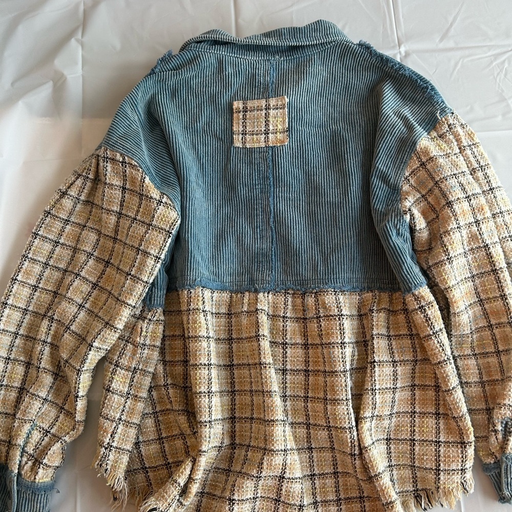 POL tweed and corduroy shacket size M neo-cowgirl has a few loose threads GUC - Picture 3 of 3